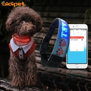 Wholesale Adjustable leather led  Dog Collar and Leash With flashing screen