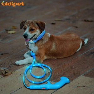 Hot selling products safety Reflective leather Pet Dog collar Training Walking Leash