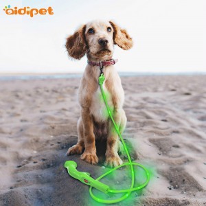 Walking Retractable Nylon Pet Dog Show Collar Leash With led flashing