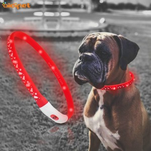 Fashion Led Pet Light Up Dog Charging Silicone Illuminated Reflective Led Dog Tracking Waterproof Necklace Collar