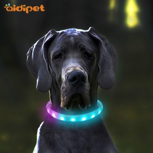 Promotional Colorful USB Rechargeable Flashing Silicone LED Dog Collar