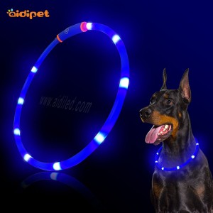Dog Flashing Led Collar Soft TPR Material USB Rechargeable Super Bright Led Dog Collar Cut to Different Size to Fit Pups