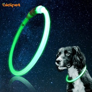 Nylon LED light up dog collar Tubular shape pet necklace cutting freely