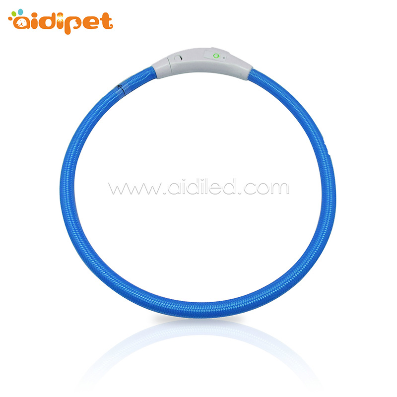Nylon LED light up dog collar Tubular shape pet necklace cutting freely