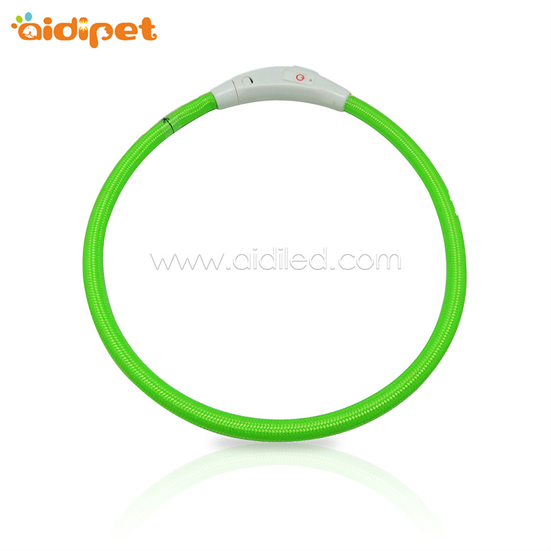Nylon LED light up dog collar Tubular shape pet necklace cutting freely